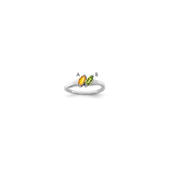 Sterling Silver Rhodium-plated Synthetic 2 Stone Mother's Ring