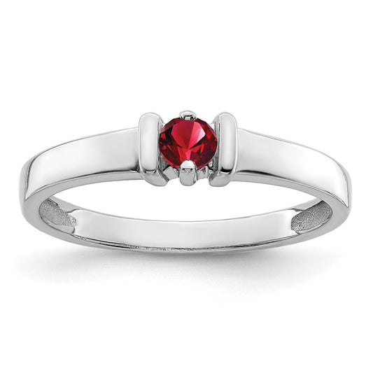 Sterling Silver Rhodium-plated Synthetic 1 Stone Mother's Ring