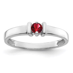 Sterling Silver Rhodium-plated Synthetic 1 Stone Mother's Ring