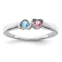 Sterling Silver Rhodium-plated Synthetic 2 Stone Mother's Ring