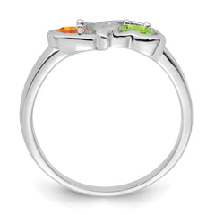 Sterling Silver Rhodium-plated Synthetic 2 Stone Mother's Ring