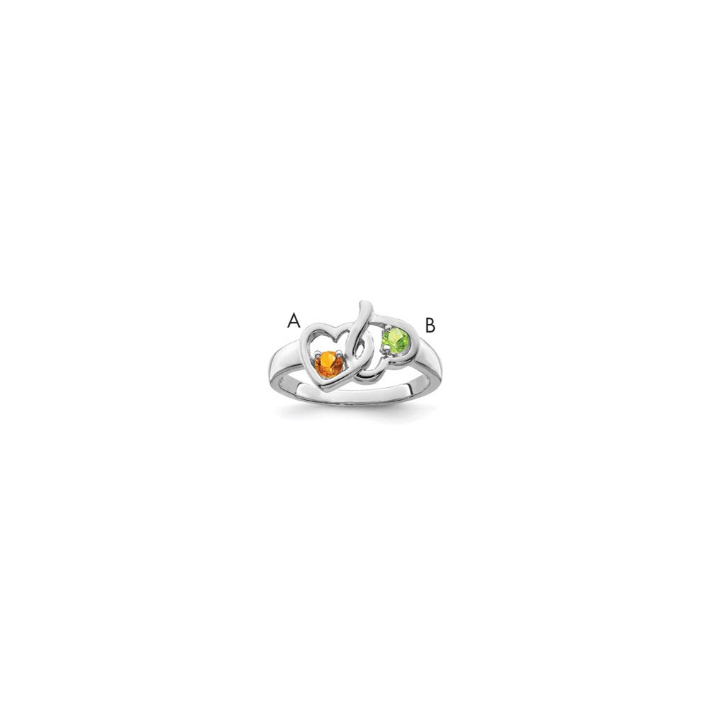 Sterling Silver Rhodium-plated Synthetic 2 Stone Mother's Ring