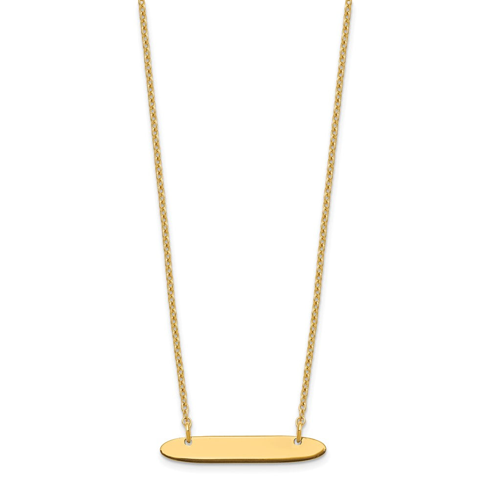 Sterling Silver/Gold-plated Small Oblong Blank Bar Necklace XNA1199GP