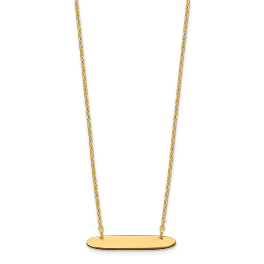 Sterling Silver/Gold-plated Small Oblong Blank Bar Necklace XNA1199GP