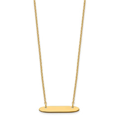 Sterling Silver/Gold-plated Small Oblong Blank Bar Necklace XNA1199GP