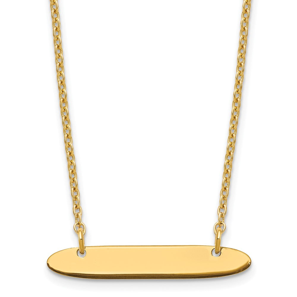 Sterling Silver/Gold-plated Small Oblong Blank Bar Necklace XNA1199GP