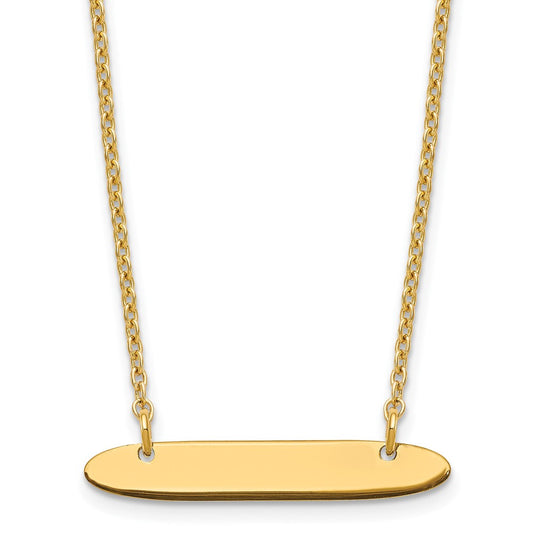 Sterling Silver/Gold-plated Small Oblong Blank Bar Necklace XNA1199GP