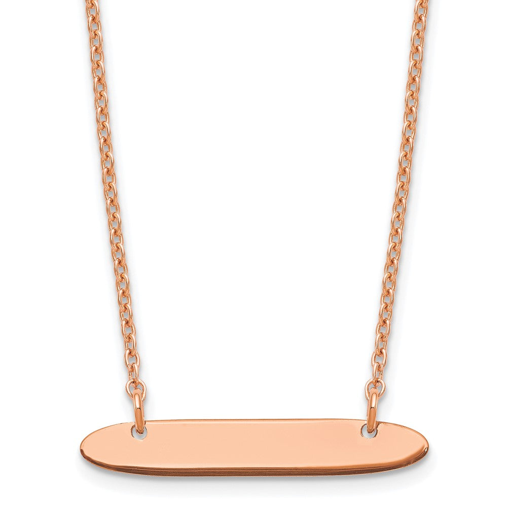 Sterling Silver/Rose-plated Small Oblong Blank Bar Necklace XNA1199RP