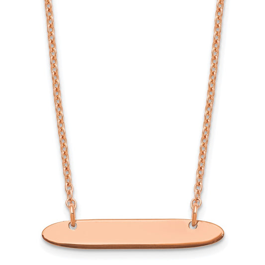 Sterling Silver/Rose-plated Small Oblong Blank Bar Necklace XNA1199RP