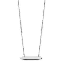 Sterling Silver/Rhodium-plated Small Oblong Blank Bar Necklace XNA1199SS