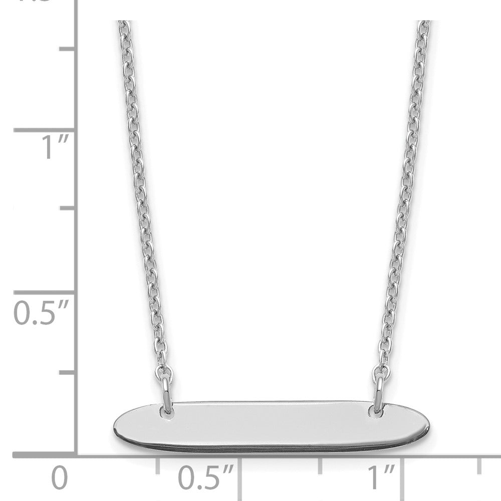 Sterling Silver/Rhodium-plated Small Oblong Blank Bar Necklace XNA1199SS