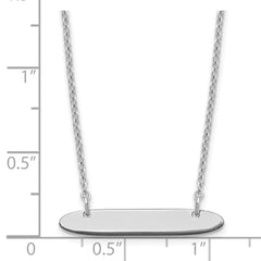 Sterling Silver/Rhodium-plated Small Oblong Blank Bar Necklace XNA1199SS