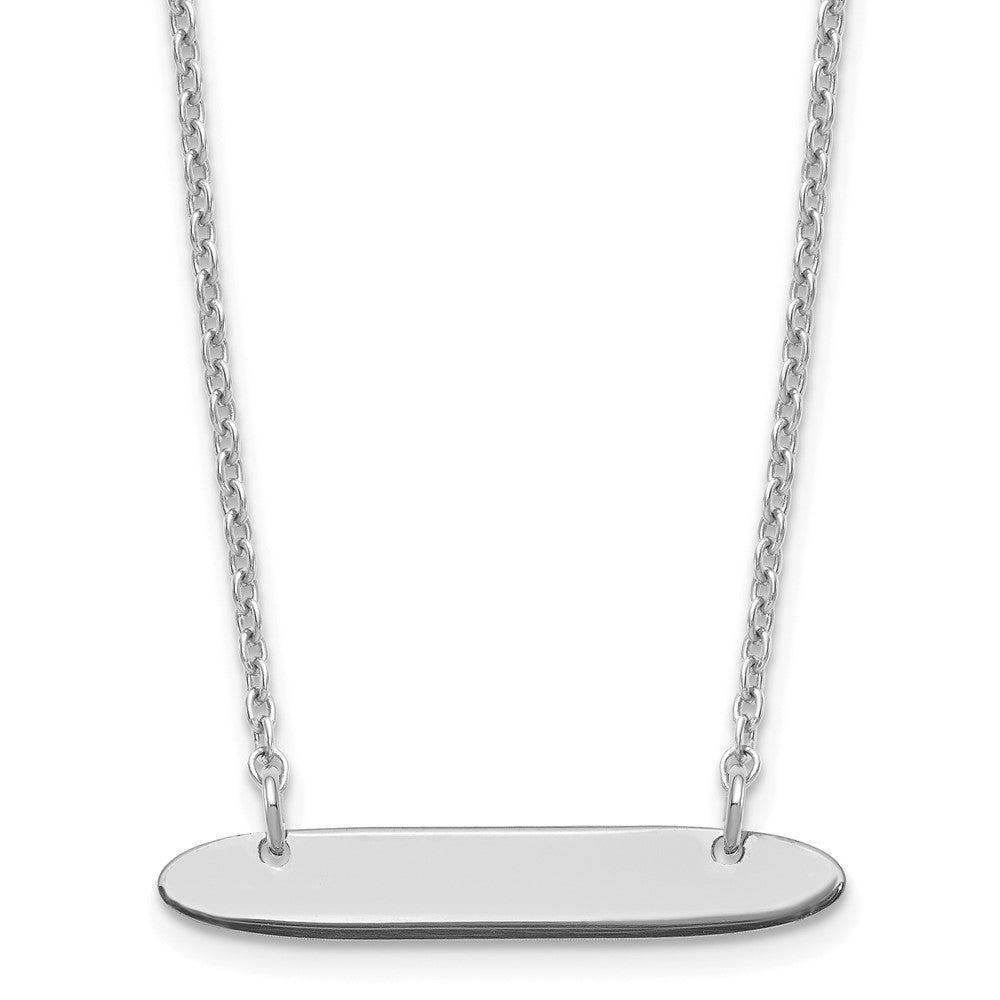 Sterling Silver/Rhodium-plated Small Oblong Blank Bar Necklace XNA1199SS