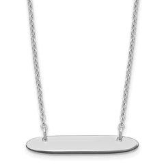 Sterling Silver/Rhodium-plated Small Oblong Blank Bar Necklace XNA1199SS