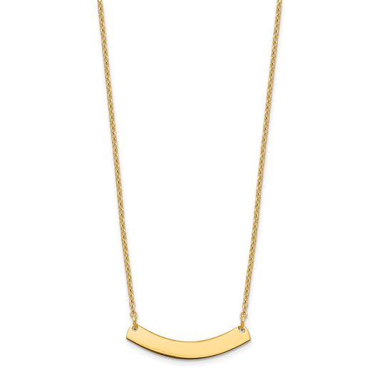 Sterling Silver/Gold-plated Small Curved Blank Bar Necklace XNA1200GP