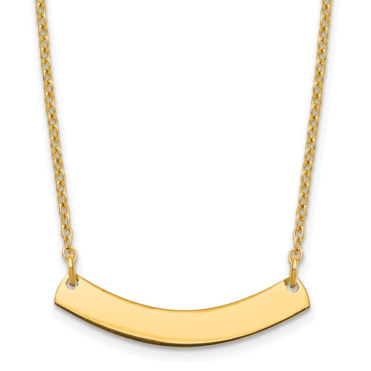 Sterling Silver/Gold-plated Small Curved Blank Bar Necklace XNA1200GP