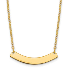 Sterling Silver/Gold-plated Small Curved Blank Bar Necklace XNA1200GP