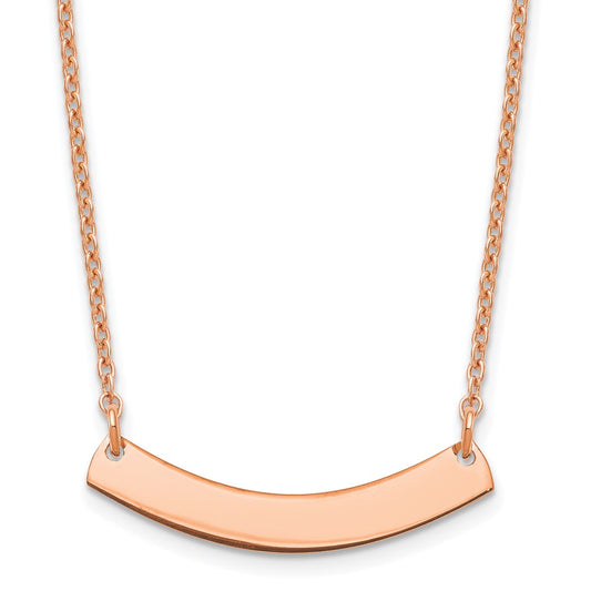 Sterling Silver/Rhodium-plated Small Curved Blank Bar Necklace XNA1200RP