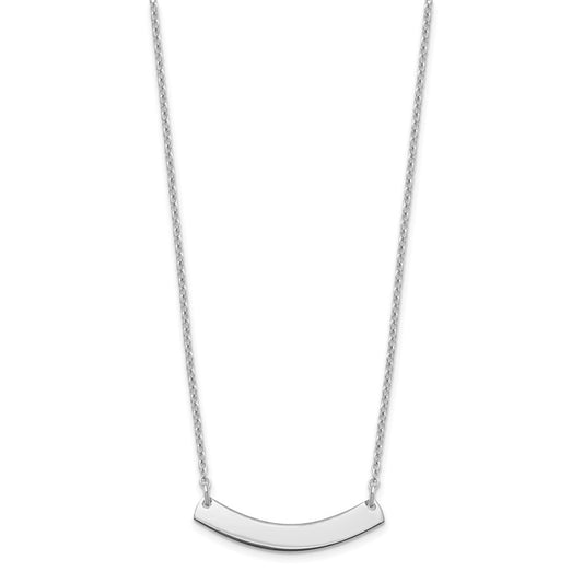 Sterling Silver/Rhodium-plated Small Curved Blank Bar Necklace XNA1200SS