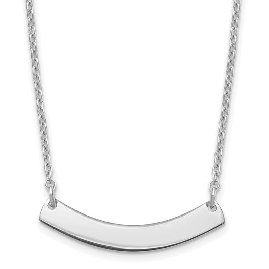 Sterling Silver/Rhodium-plated Small Curved Blank Bar Necklace XNA1200SS