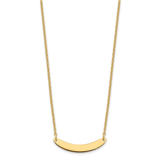 Sterling Silver/Gold-plated Small Curved Blank Bar Necklace XNA1201GP