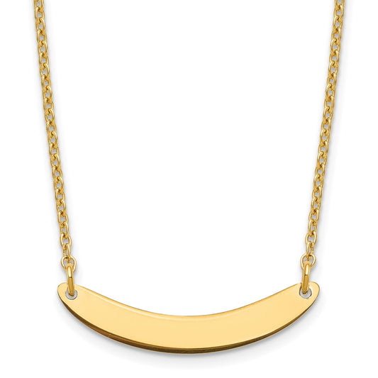 Sterling Silver/Gold-plated Small Curved Blank Bar Necklace XNA1201GP