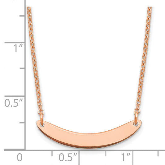 Sterling Silver/Rose-plated Small Curved Blank Bar Necklace XNA1201RP