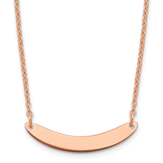 Sterling Silver/Rose-plated Small Curved Blank Bar Necklace XNA1201RP