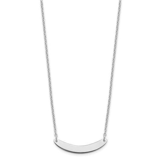 Sterling Silver/Rhodium-plated Small Curved Blank Bar Necklace XNA1201SS