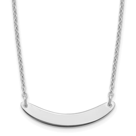 Sterling Silver/Rhodium-plated Small Curved Blank Bar Necklace XNA1201SS