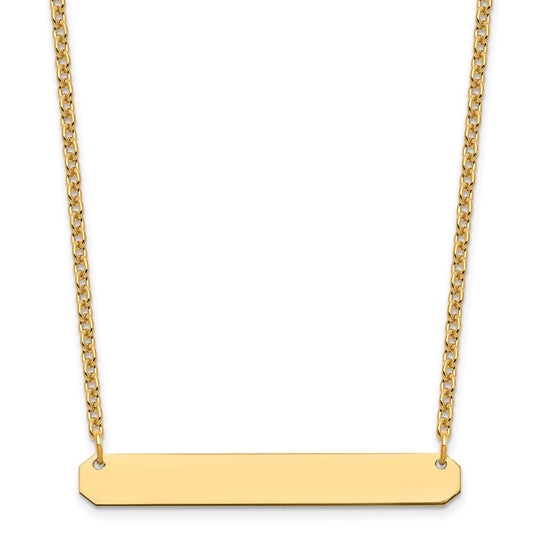 Sterling Silver/Gold-plated Medium Blank Bar Necklace XNA1203GP