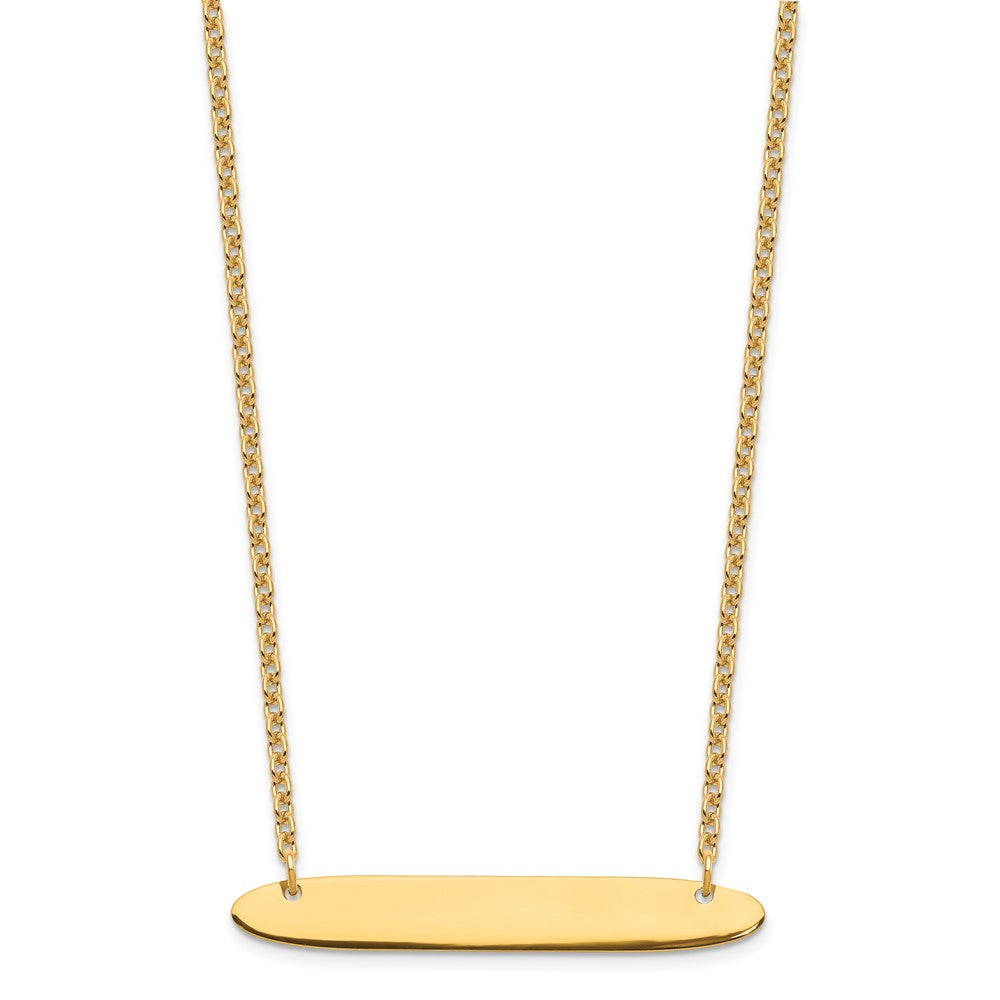 Sterling Silver/Gold-plated Medium Oblong Blank Bar Necklace XNA1204GP