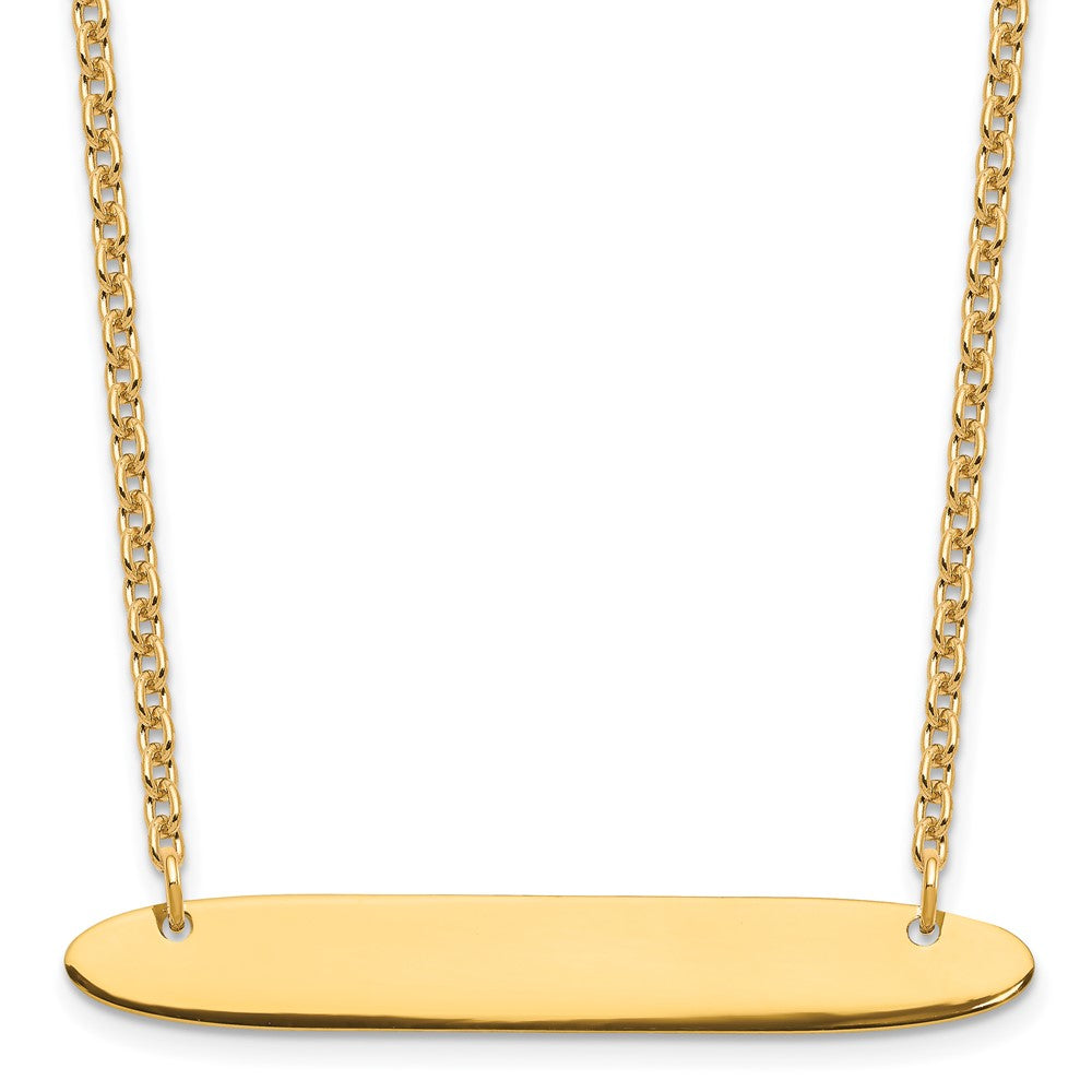 Sterling Silver/Gold-plated Medium Oblong Blank Bar Necklace XNA1204GP