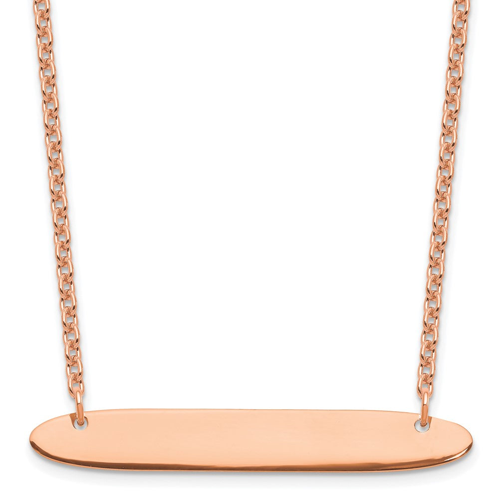 Sterling Silver/Rose-plated Medium Oblong Blank Bar Necklace XNA1204RP