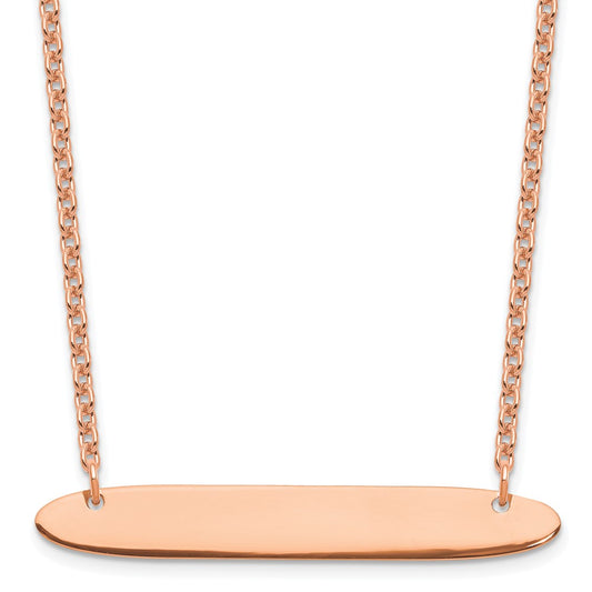 Sterling Silver/Rose-plated Medium Oblong Blank Bar Necklace XNA1204RP