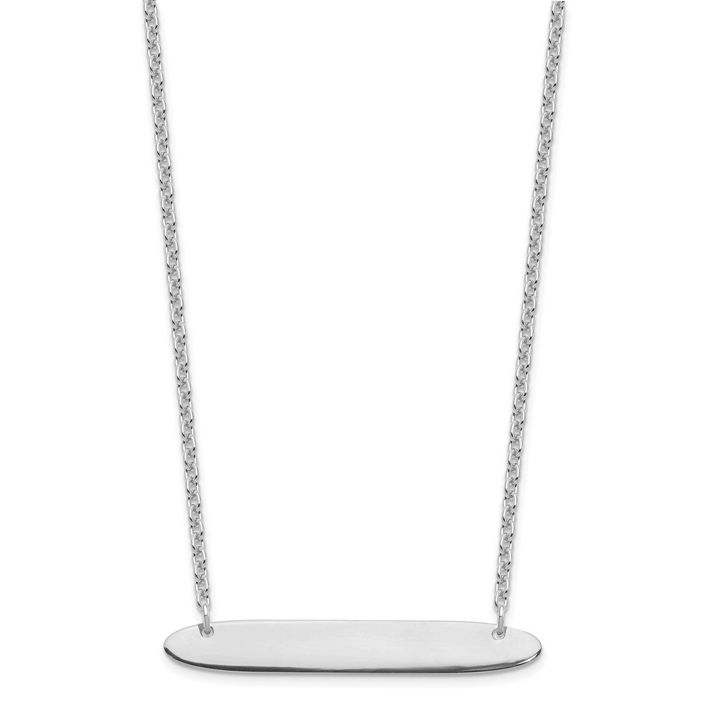 Sterling Silver/Rhodium-plated Medium Oblong Blank Bar Necklace XNA1204SS