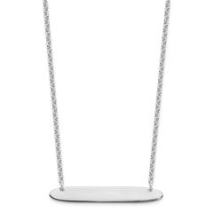 Sterling Silver/Rhodium-plated Medium Oblong Blank Bar Necklace XNA1204SS