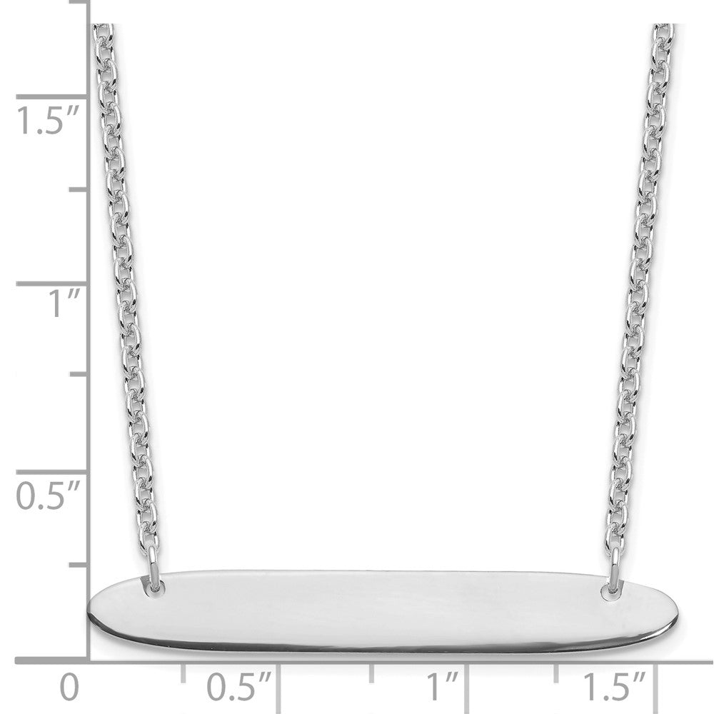 Sterling Silver/Rhodium-plated Medium Oblong Blank Bar Necklace XNA1204SS