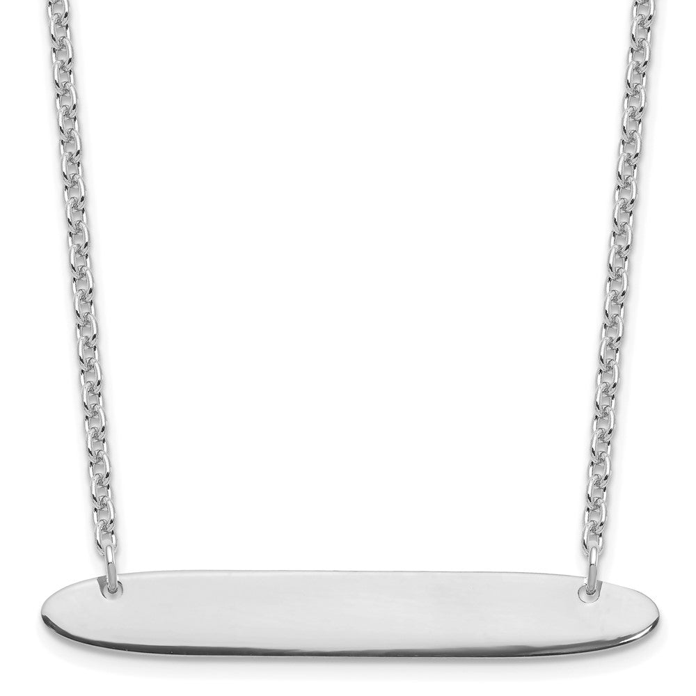 Sterling Silver/Rhodium-plated Medium Oblong Blank Bar Necklace XNA1204SS