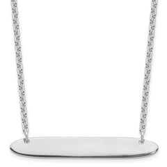 Sterling Silver/Rhodium-plated Medium Oblong Blank Bar Necklace XNA1204SS