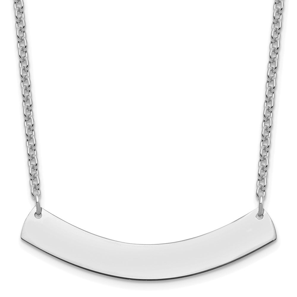 Sterling Silver/Rhodium-plated Medium Curved Blank Bar Necklace XNA1205SS