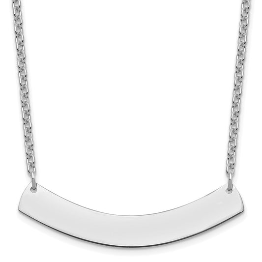 Sterling Silver/Rhodium-plated Medium Curved Blank Bar Necklace XNA1205SS
