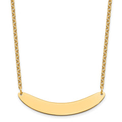 Sterling Silver/Gold-plated Medium Curved Blank Bar Necklace XNA1206GP