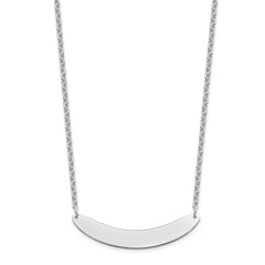 Sterling Silver/Rhod-plated Medium Curved Blank Bar Necklace XNA1206SS
