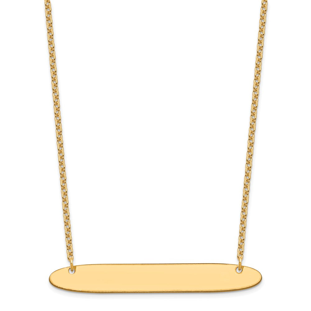 Sterling Silver/Gold-plated Large Oblong Blank Bar Necklace XNA1209GP