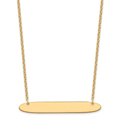Sterling Silver/Gold-plated Large Oblong Blank Bar Necklace XNA1209GP