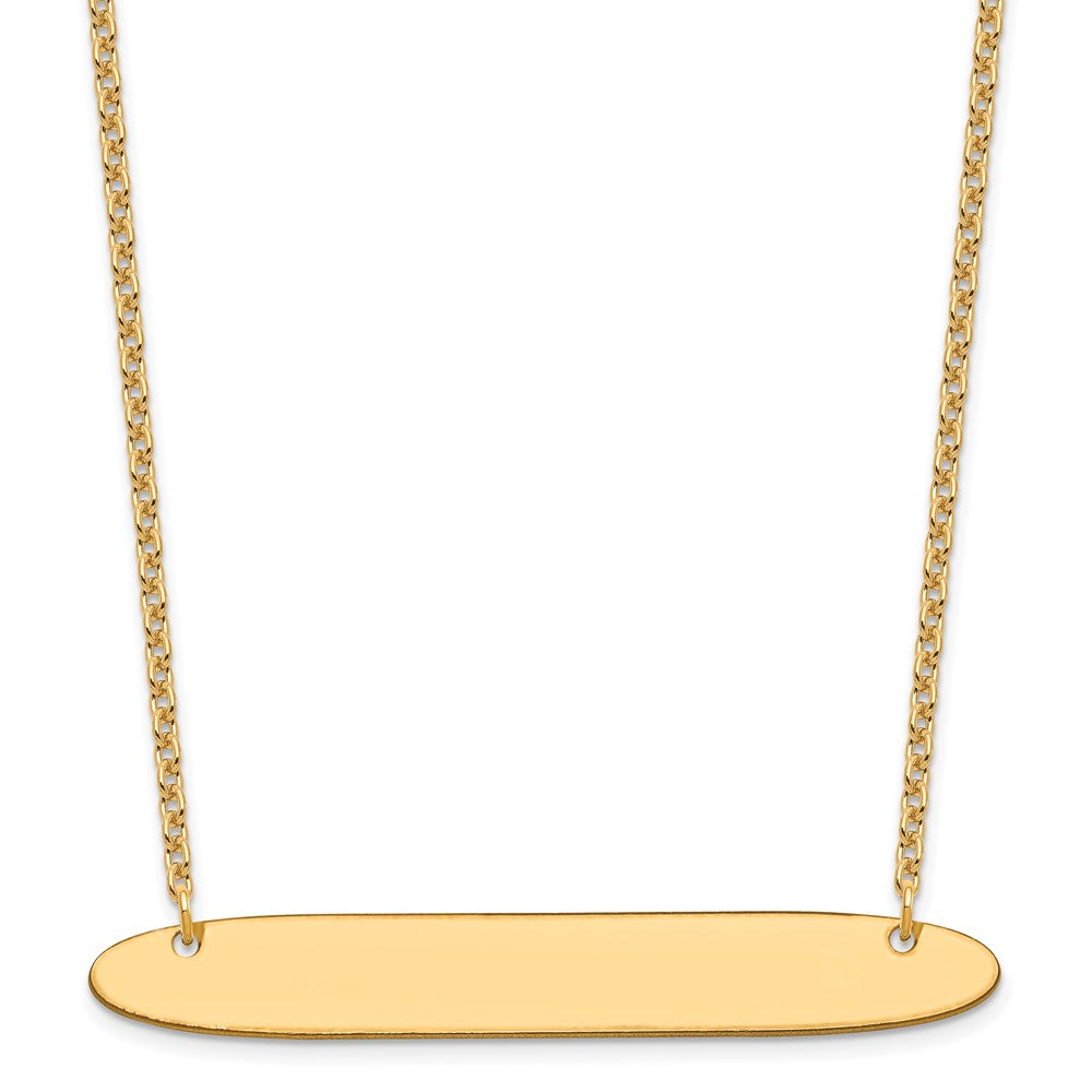 Sterling Silver/Gold-plated Large Oblong Blank Bar Necklace XNA1209GP