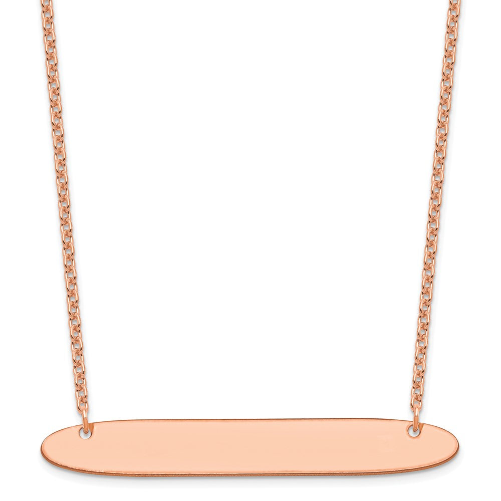 Sterling Silver/Rose-plated Large Oblong Blank Bar Necklace XNA1209RP