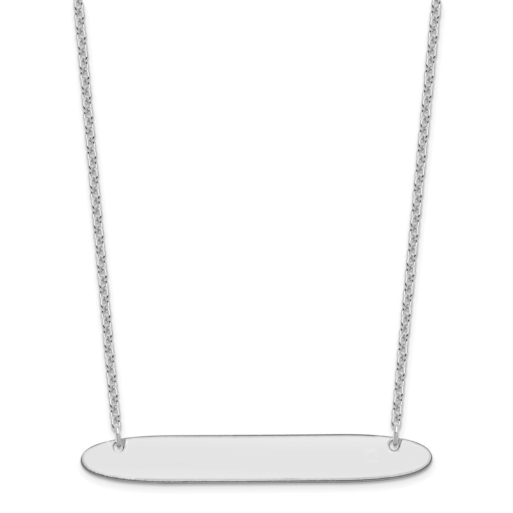 Sterling Silver/Rhodium-plated Large Oblong Blank Bar Necklace XNA1209SS