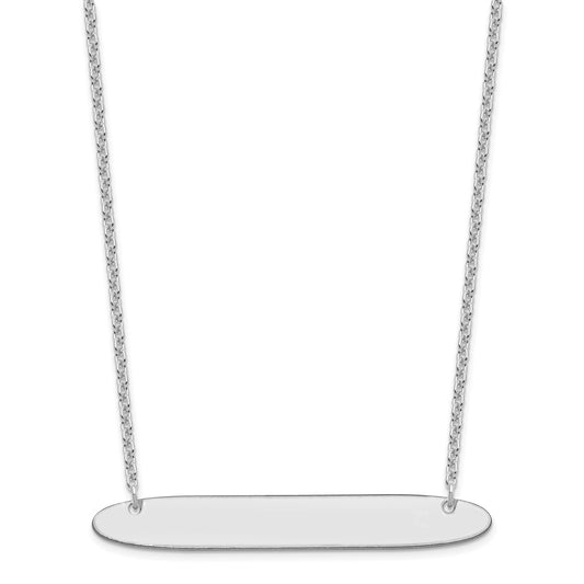 Sterling Silver/Rhodium-plated Large Oblong Blank Bar Necklace XNA1209SS